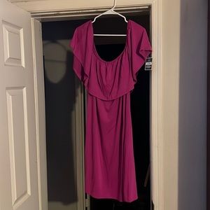 Pink off or on the shoulder sun dress
